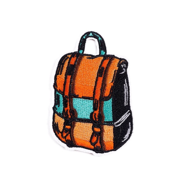 Petic textil brodat Backpack, Ghiozdan 6.7x4.7 cm