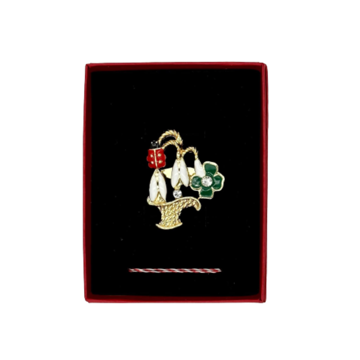 Martisor, tip brosa, cos cu ghiocei