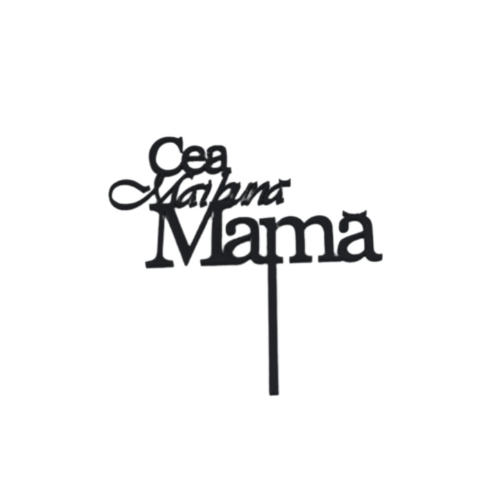 Tortafedő dekoráció "A legjobb anya", fekete, 16,5 cm