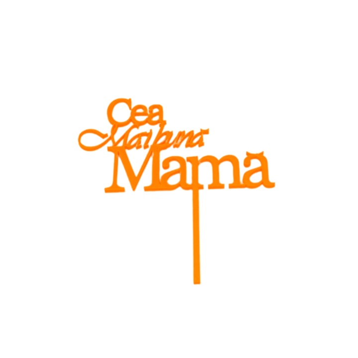 Tortafedő dekoráció "A legjobb anya", narancs, 16,5 cm