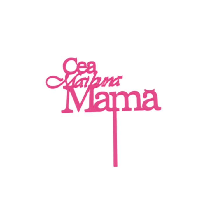 Tortafedő dekoráció "A legjobb anya", málna rózsaszín, 16,5 cm