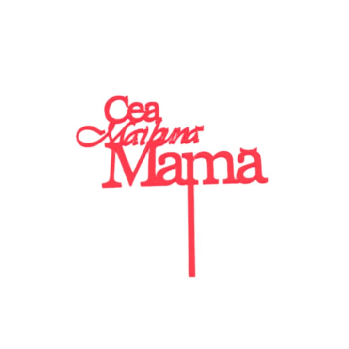 Tortafedő dekoráció "A legjobb anya", Piros, 16,5 cm