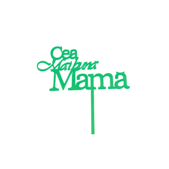 Tortafedő dekoráció "A legjobb anya", zöld, 16,5 cm