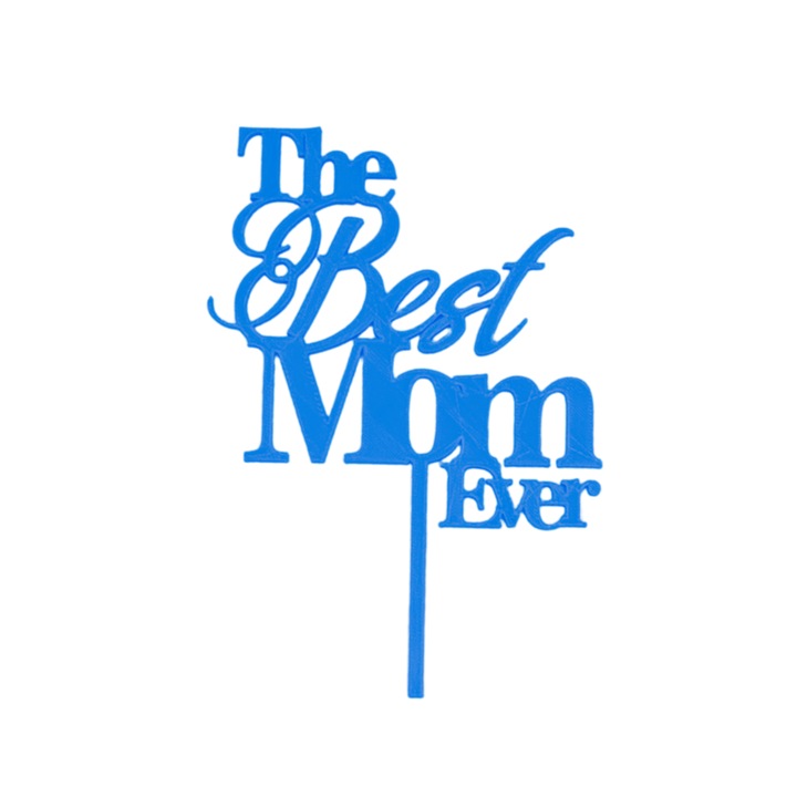 Torta topper dekoráció "A legjobb MOM valaha", Kék 18,5 cm