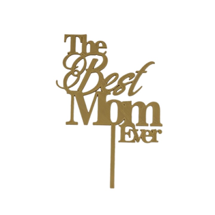Tortafedő dekoráció "A legjobb MOM valaha", Arany 18,5 cm