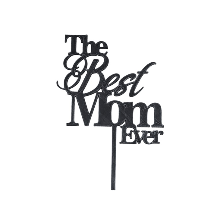 Tortafedő dekoráció "A legjobb MOM valaha", Fekete 18,5 cm