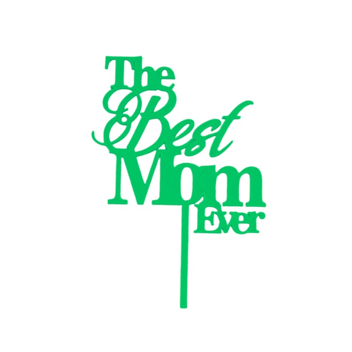 Torta topper dekoráció "A legjobb MOM valaha", zöld 18,5 cm