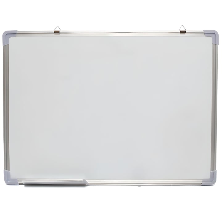 Бяла магнитна дъска, 60x45 см, алуминиева рамка, държач за маркери, закрепване към стена