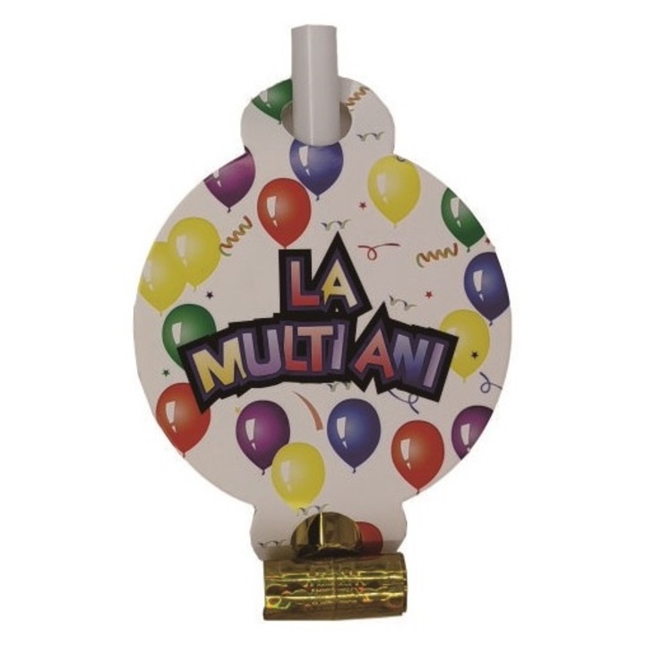 Set 8 suflatori colorate pentru petrecere copii cu inscriptia La multi ani