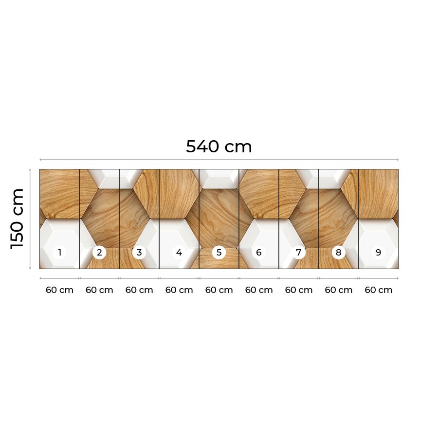 Öntapadó 3d tapéta, Mosható, Wood-Stone Hexagon, 150x540 - eMAG.hu