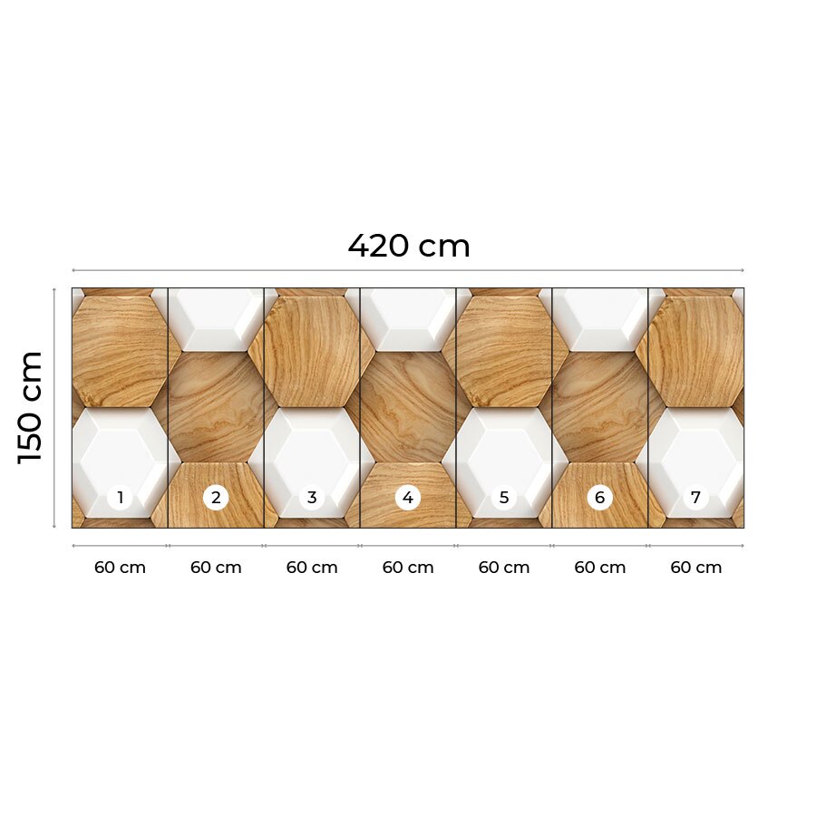 Öntapadó 3d tapéta, Mosható, Wood-Stone Hexagon, 150x420 - eMAG.hu