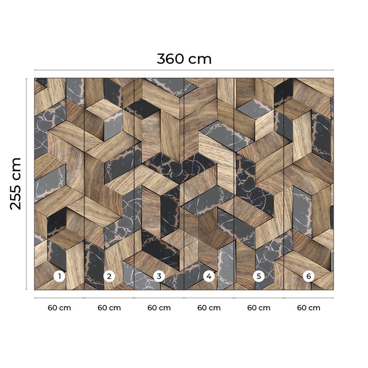 Fototapet autoadeziv, Lavabil, Wood Stone, 255x360 cm