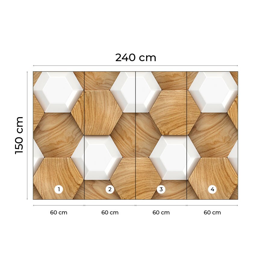 Öntapadó 3d tapéta, Mosható, Wood-Stone Hexagon, 150x240 - eMAG.hu