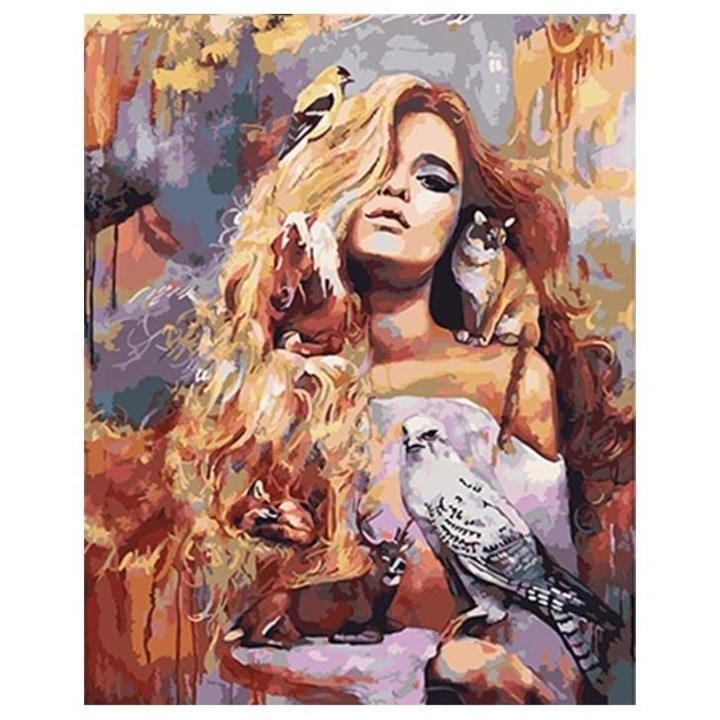 Számfestő készlet ITA ART, Színes nyomat arccal, 30x40cm, Színes