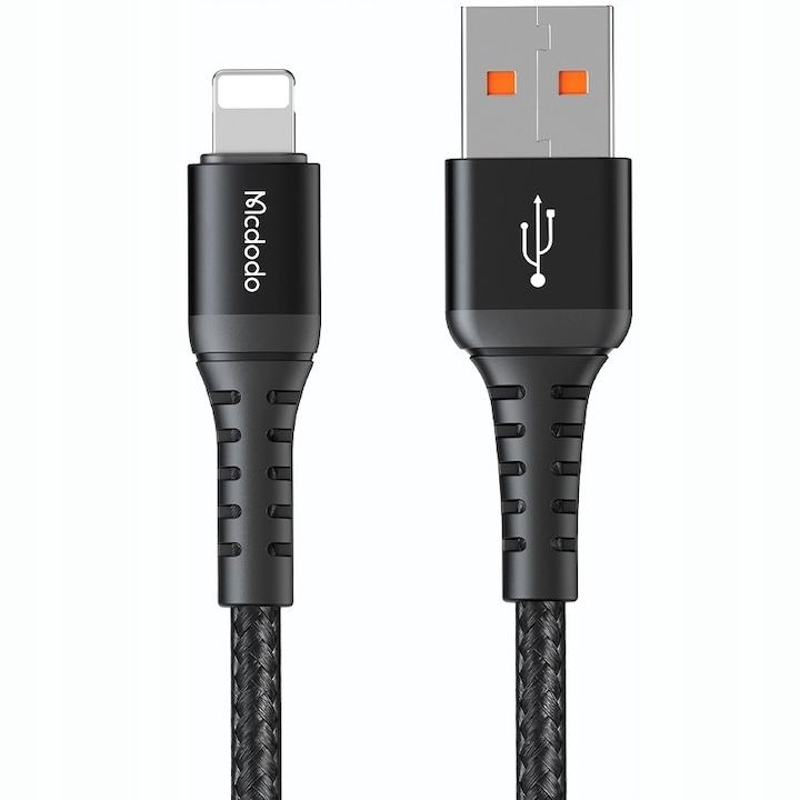 Cablu Date si Incarcare, Mcdodo, pentru iPhone 5 / 6 / 7 / 8 / X / XS / XR / SE / 11 / 12 / 13 / 14 / Plus / Pro / Max, USB, 3A, incarcare rapida, 3M, negru