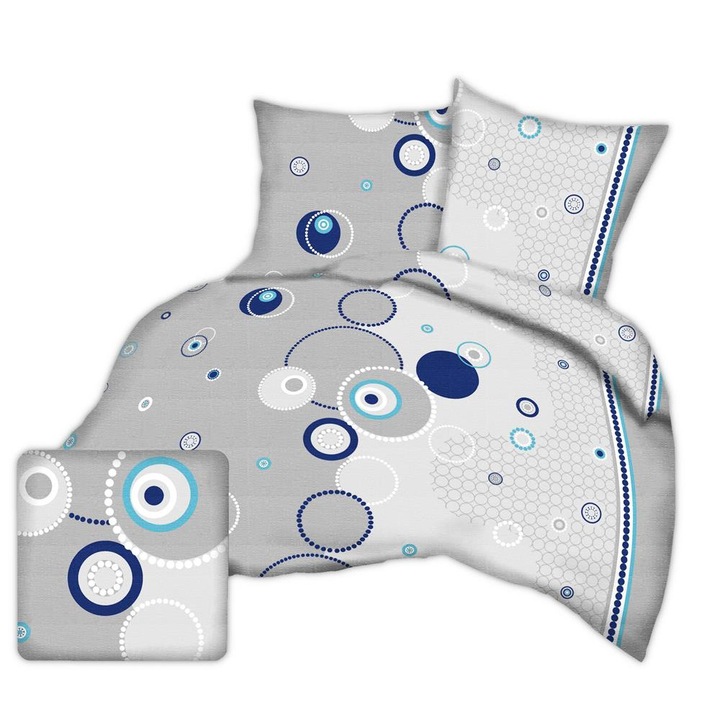 Lenjerie de pat 140x200 model de cercuri pe gri