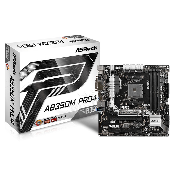 Дънна платка ASRock AB350M Pro4, Socket AM4