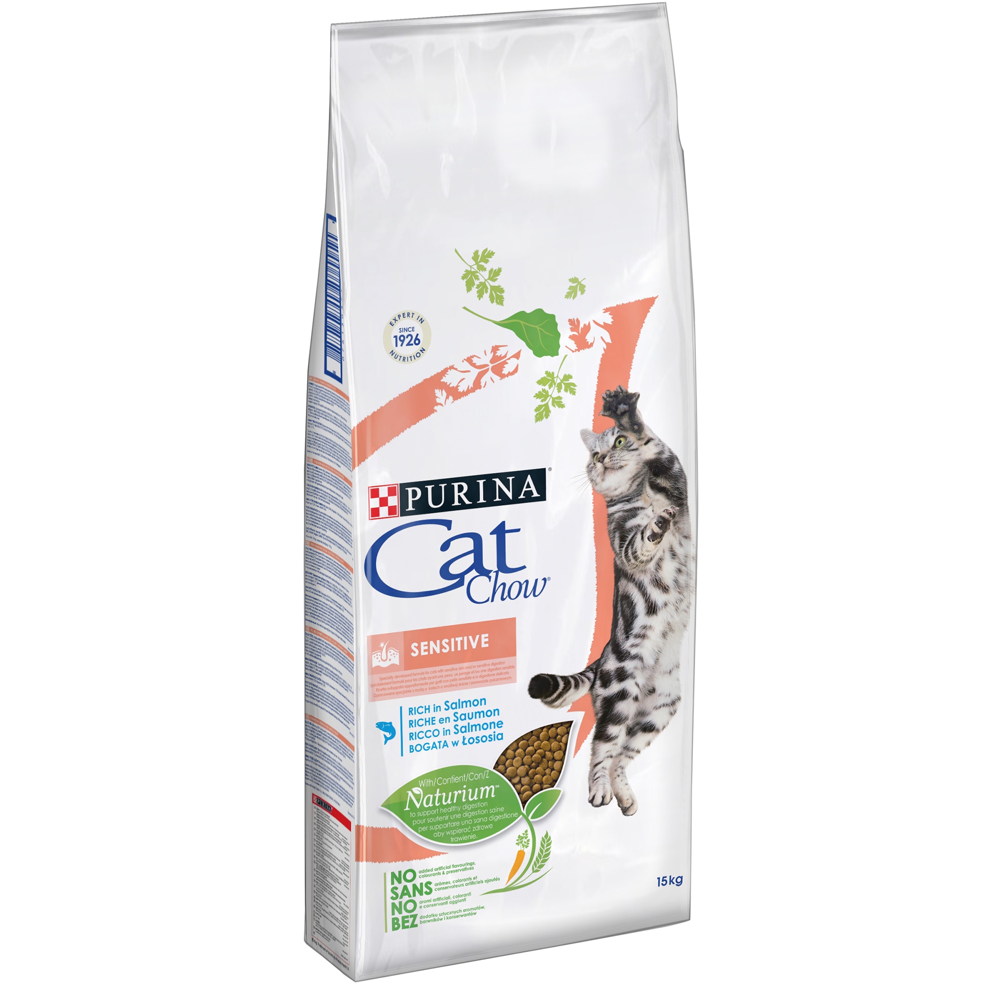 Hrana uscata pentru pisici Cat Chow Sensitive, Somon, 15 Kg