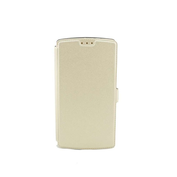 Alcatel One Touch Pixi 4 (4) калъф, еко кожа, Pocket book, златен