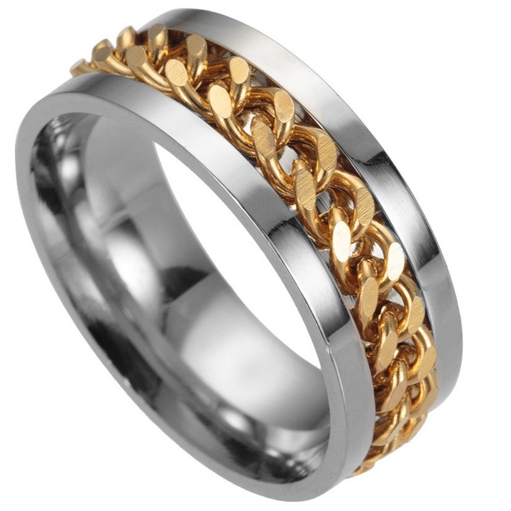 Inel Chuan barbati, IZMAEL, Metal, 65 mm, Argintiu/Auriu