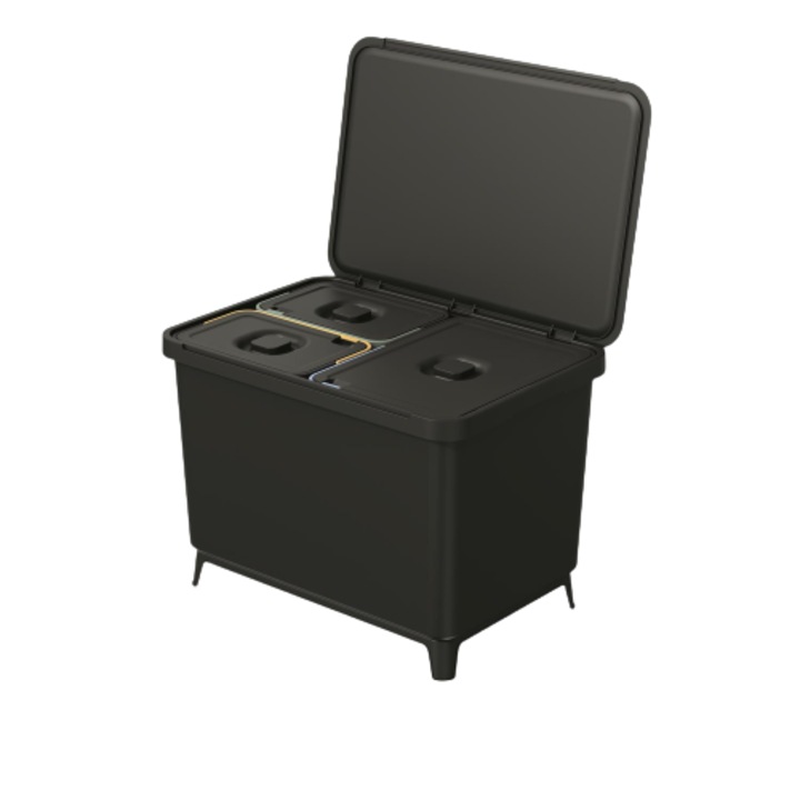 Cos de gunoi colectare selectiva Keden SYSTEMA, 23L si 2x10L, negru