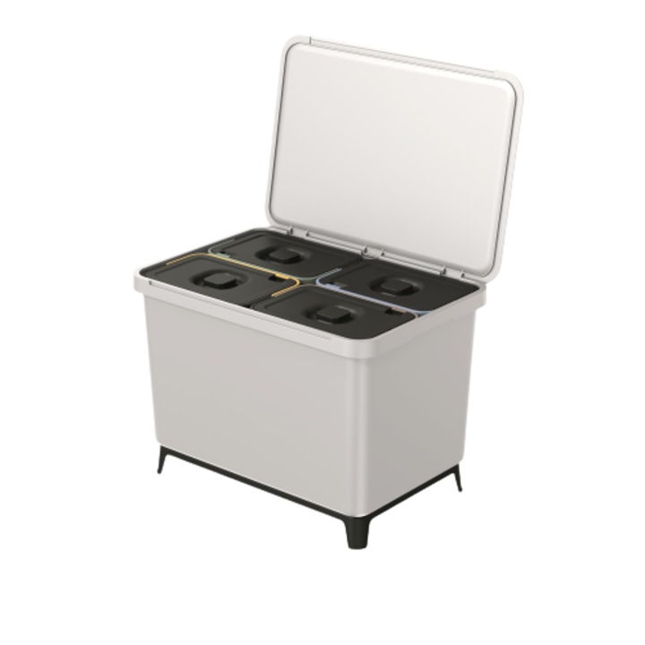 Cos de gunoi pentru colectare selectiva Keden SYSTEMA, 4x10 L, gri cenusiu