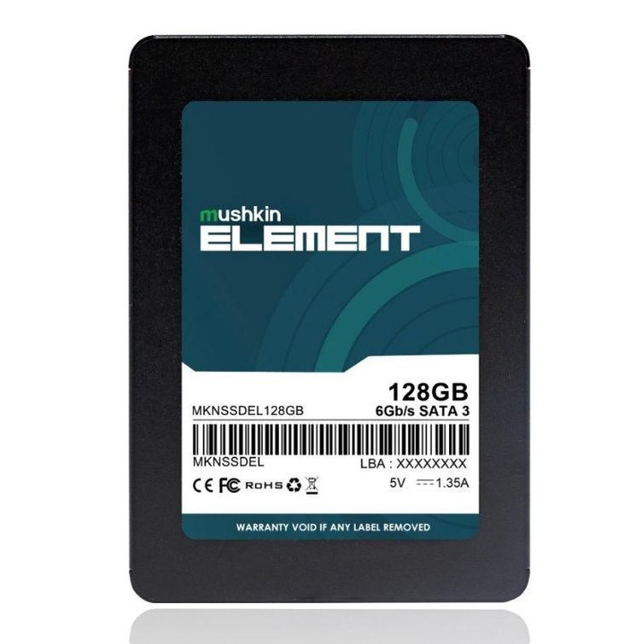 SSD, Mushkin, Element 2.5 128GB SATA3 (MKNSSDEL128GB)