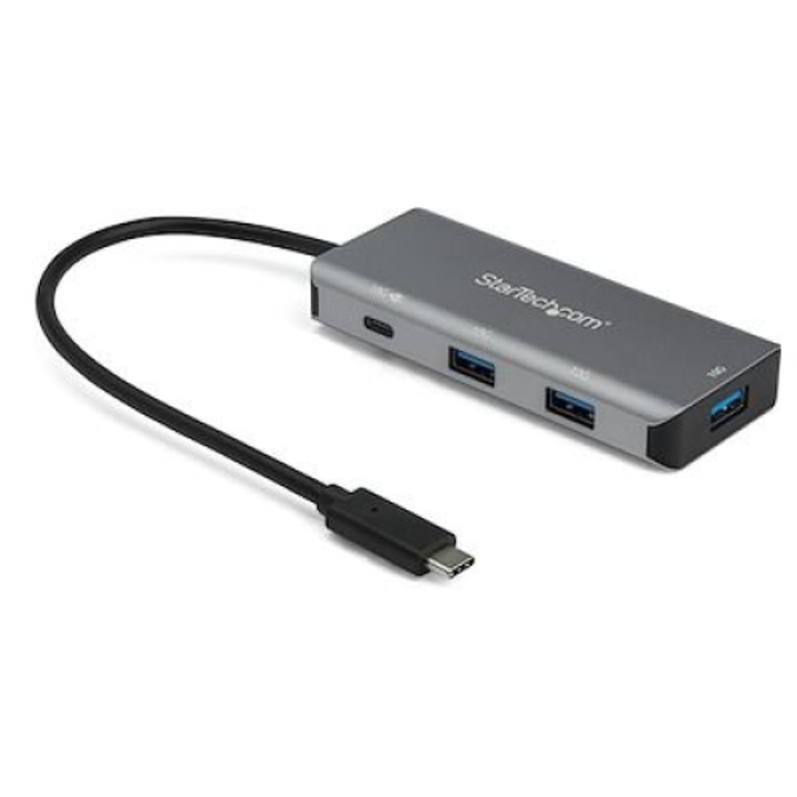 Хъб, Startech, USB 3.2 Gen 2, тип C, 10000 Mbit/s, черен/сив