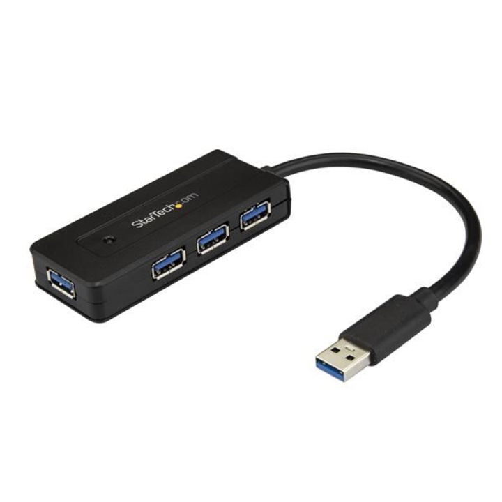Хъб, Startech, USB 3.0, 4 порта, черен