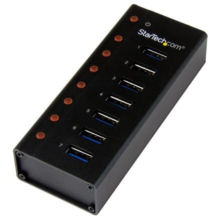 Хъб, Startech, USB, 7 порта, черен