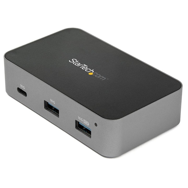 Хъб, Startech, USB-C, 4 порта, черен