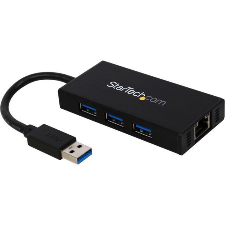 Хъб, Startech, USB/Ethernet, черен
