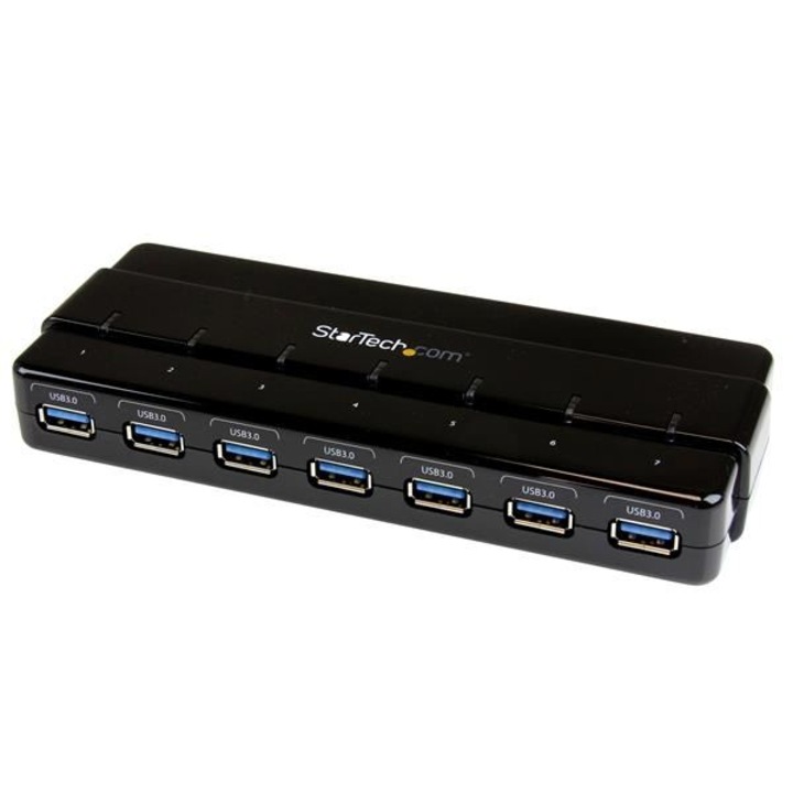 Хъб, Startech, USB 3.0, 7 порта, черен