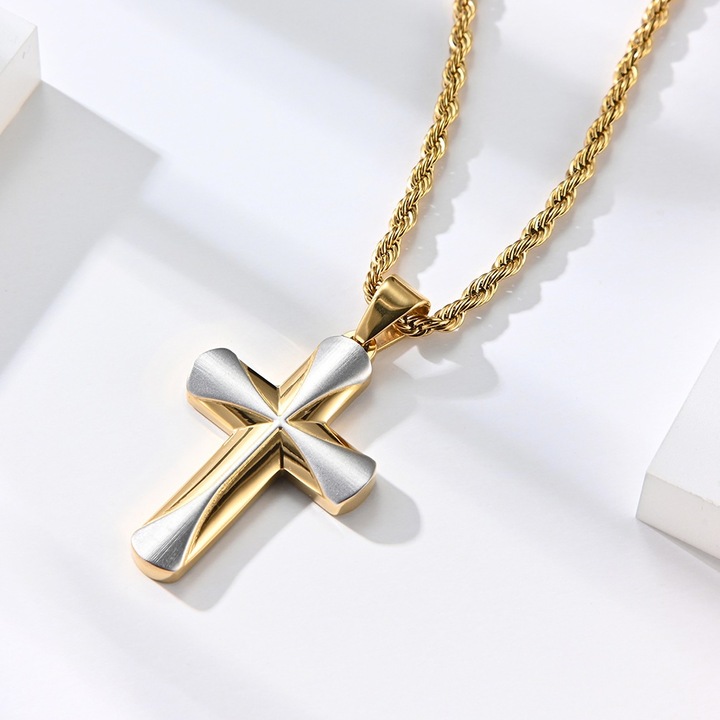Colier cruce, Izmael, Metal/Aliaj, Auriu