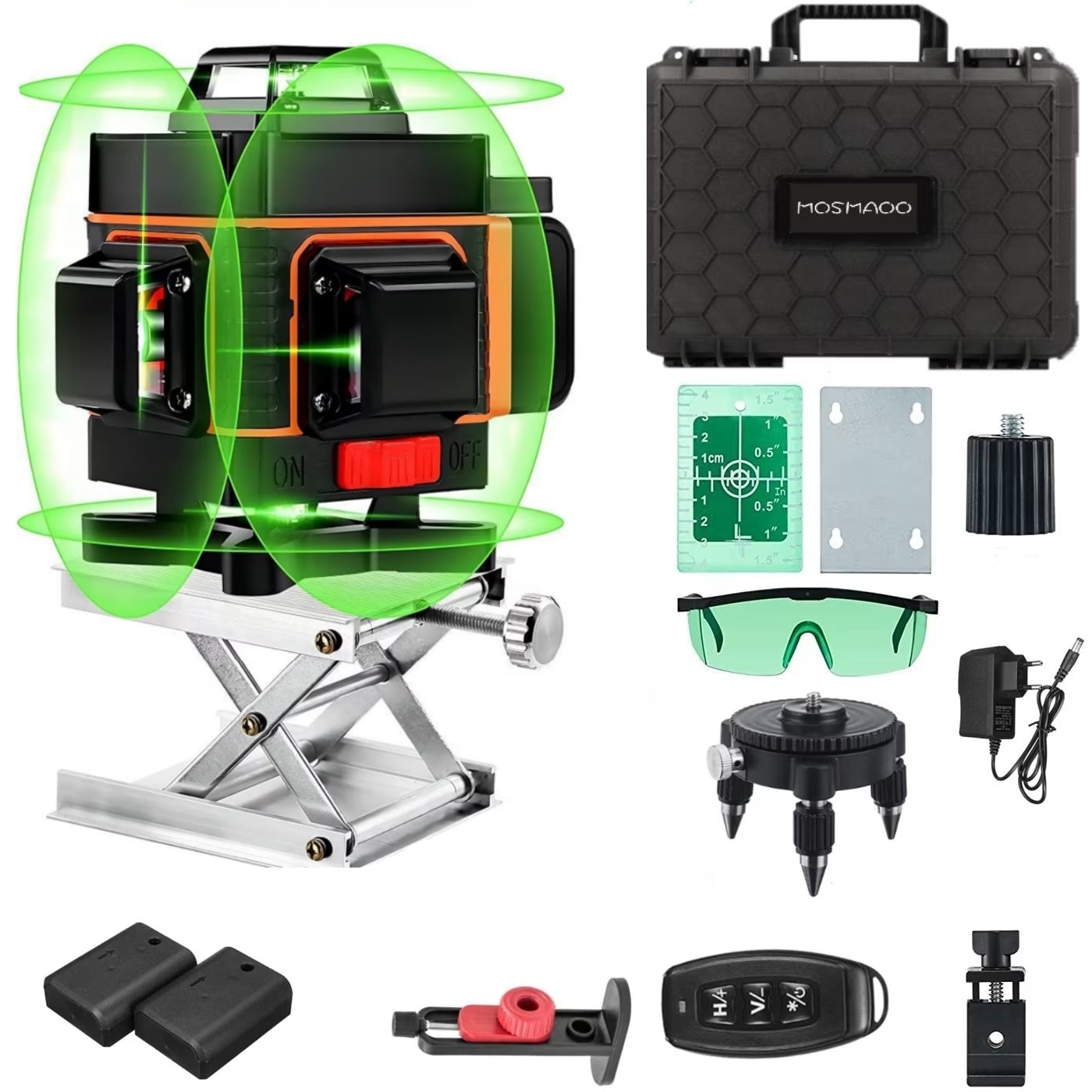 Set Nivela Laser MOSMAOO, 4D, 16 linii, laser verde, raza de