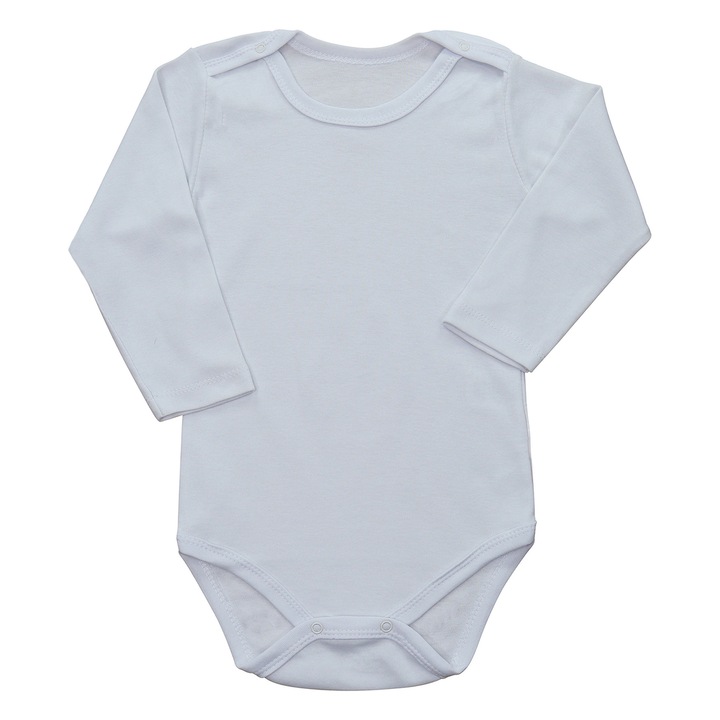 Body Maneca Lunga, Copii, Unisex, 100% Bumbac, Alb