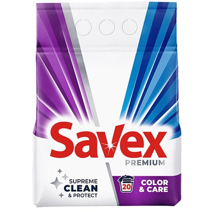 Set Detergent Automat Savex 2 Kg, Color Care, 2 Bucati x 2 kg