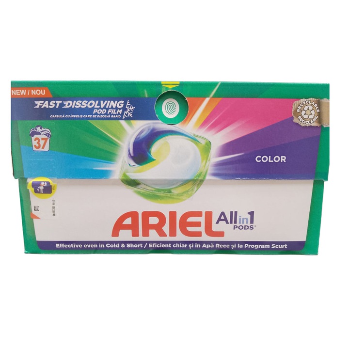 Detergent Capsule Ariel All in One PODS Color, Cold Boost, 37 Spalari