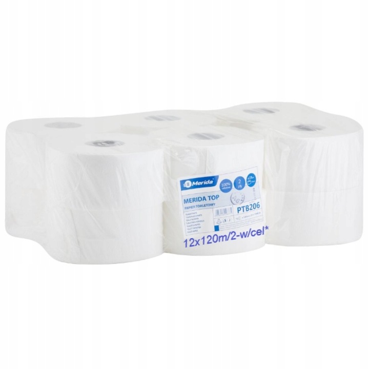 Hartie igienica, Merida, 2 straturi, 12 role, Alb
