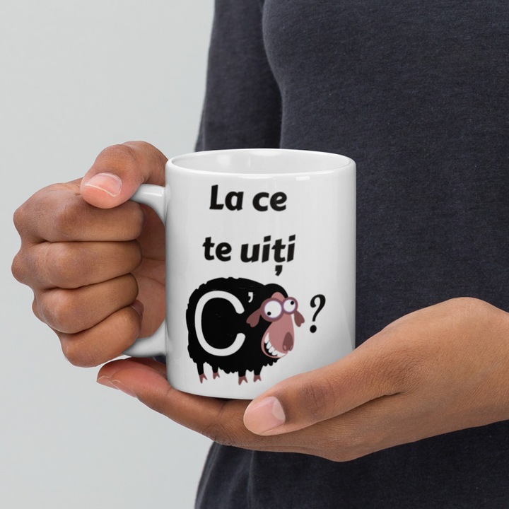Cana personalizata "La ce te uiti C' oaie", 300 ml