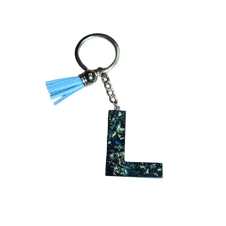 Breloc Gentelo cu initiala L Stone, design 3D, lungime 4 cm multicolor