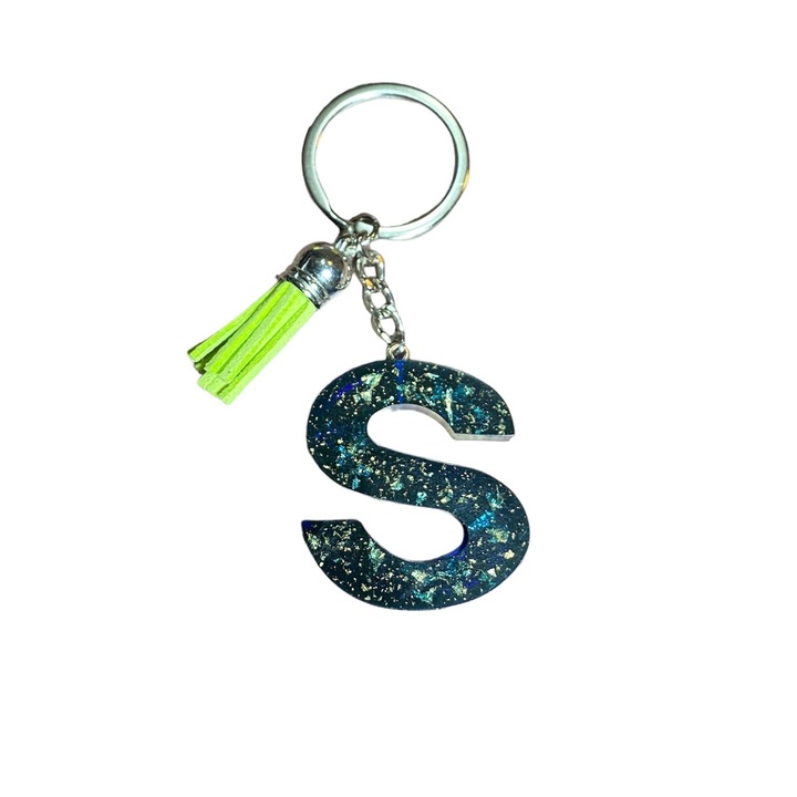 Breloc Gentelo cu initiala S Stone, design 3D, lungime 4 cm multicolor