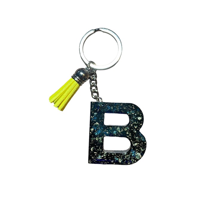 Breloc Gentelo cu initiala B Stone, design 3D, lungime 4 cm multicolor