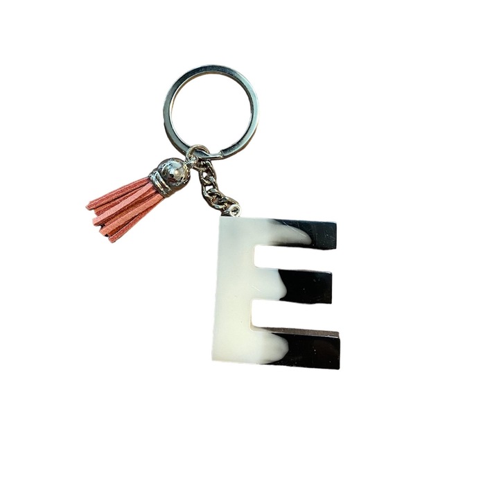 Breloc Gentelo cu initiala E Simply, design 3D, lungime 4 cm multicolor