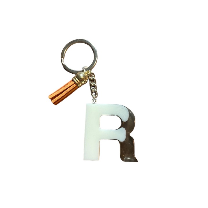 Breloc Gentelo cu initiala R Simply, design 3D, lungime 4 cm multicolor
