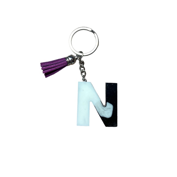Breloc Gentelo cu initiala N Simply, design 3D, lungime 4 cm multicolor