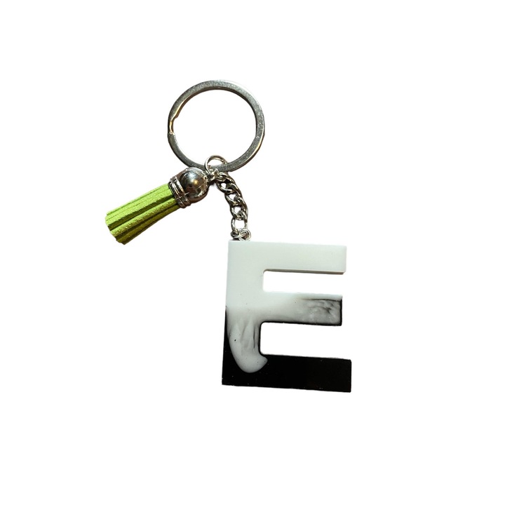 Breloc Gentelo cu initiala E Double, design 3D, lungime 4 cm multicolor
