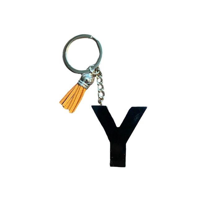 Breloc Gentelo cu initiala Y Black, design 3D, lungime 4 cm