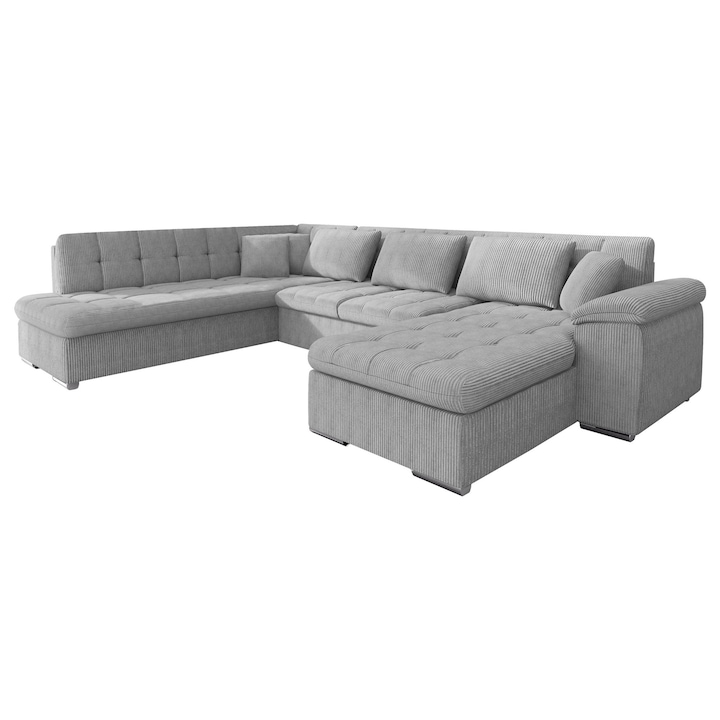 Coltar rabatabil Tony Bis cu lada Reiat, MIRJAN24, dreapta, gri, 76x348x205 cm