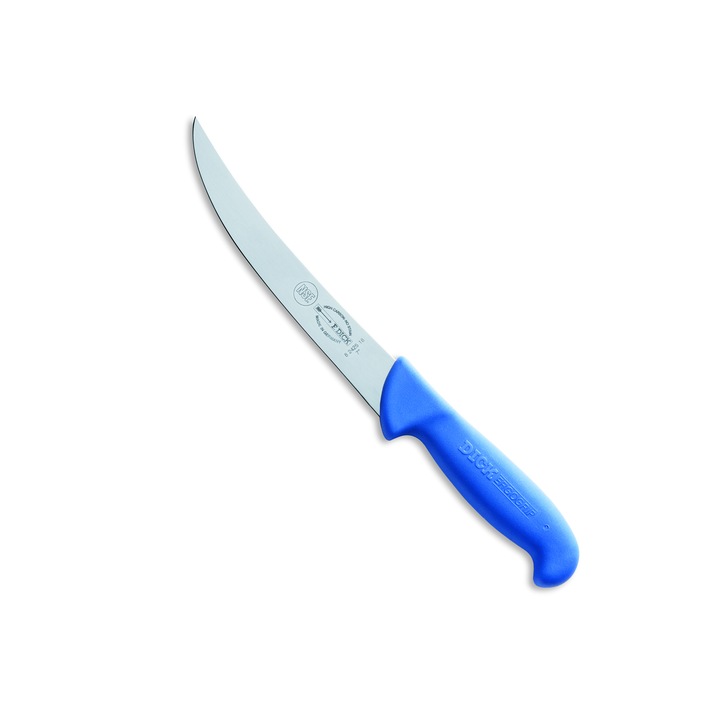 Cutit pentru macelari, F. DICK ERGOGRIP, lama curbata 18 cm, maner albastru 8242518